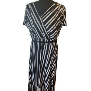 I.N.C. International Concepts Womens Maxi Dress Striped Faux Wrap Black White 1X